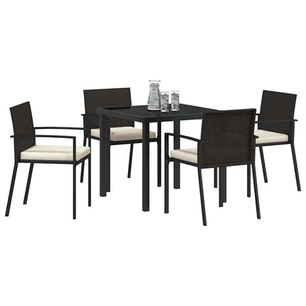 Trädgårdsmöbelset 5 pcs Svart Pulverlackerat stål