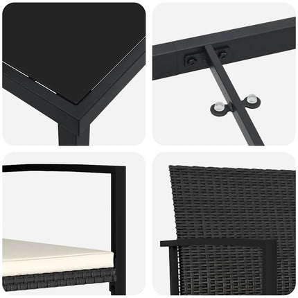 Trädgårdsmöbelset 5 pcs Svart Pulverlackerat stål