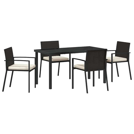 Trädgårdsmöbelset 5 pcs Svart Pulverlackerat stål