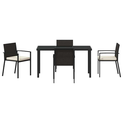 Trädgårdsmöbelset 5 pcs Svart Pulverlackerat stål