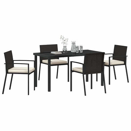 Trädgårdsmöbelset 5 pcs Svart Pulverlackerat stål