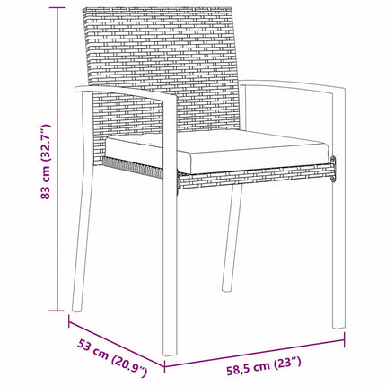 Trädgårdsmöbelset 5 pcs Svart Pulverlackerat stål
