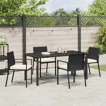 Trädgårdsmöbelset 5 pcs Svart Pulverlackerat stål