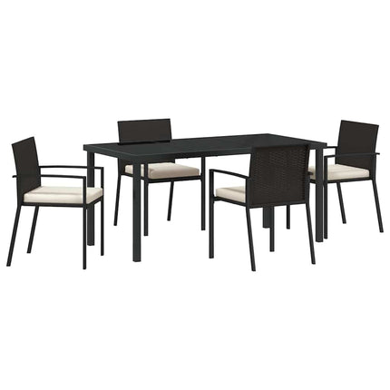 Trädgårdsmöbelset 5 pcs Svart Pulverlackerat stål