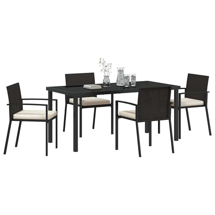 Trädgårdsmöbelset 5 pcs Svart Pulverlackerat stål