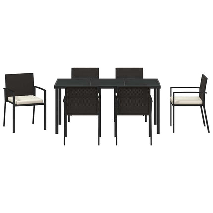 Trädgårdsmöbelset 7 pcs Svart Pulverlackerat stål