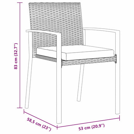 Trädgårdsmöbelset 7 pcs Svart Pulverlackerat stål