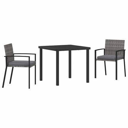 Trädgårdsmöbelset 3 pcs Grå Pulverlackerat stål