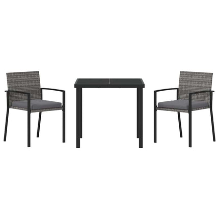 Trädgårdsmöbelset 3 pcs Grå Pulverlackerat stål