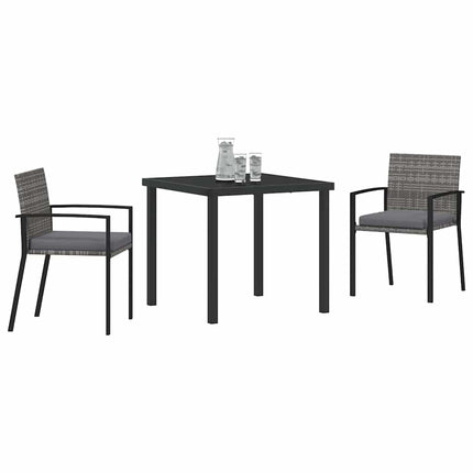 Trädgårdsmöbelset 3 pcs Grå Pulverlackerat stål