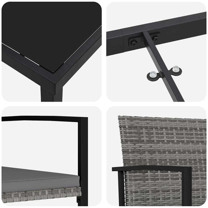 Trädgårdsmöbelset 5 pcs Grå Pulverlackerat stål