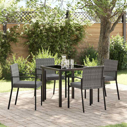 Trädgårdsmöbelset 5 pcs Grå Pulverlackerat stål