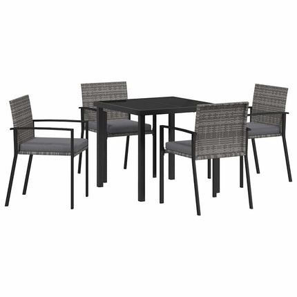 Trädgårdsmöbelset 5 pcs Grå Pulverlackerat stål
