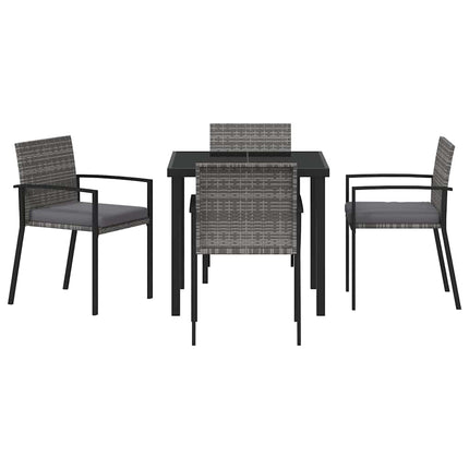 Trädgårdsmöbelset 5 pcs Grå Pulverlackerat stål