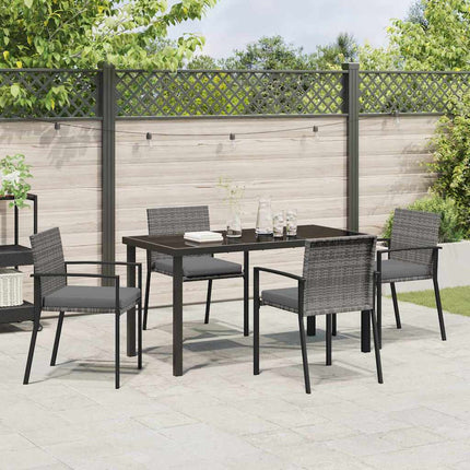 Trädgårdsmöbelset 5 pcs Grå Pulverlackerat stål