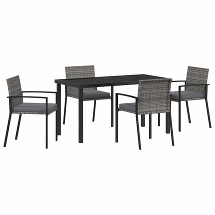Trädgårdsmöbelset 5 pcs Grå Pulverlackerat stål