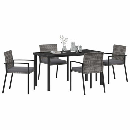 Trädgårdsmöbelset 5 pcs Grå Pulverlackerat stål