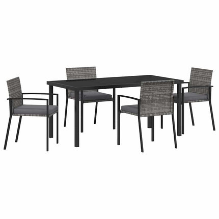 Trädgårdsmöbelset 5 pcs Grå Pulverlackerat stål