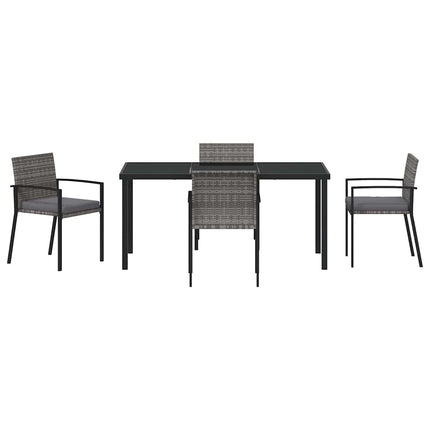 Trädgårdsmöbelset 5 pcs Grå Pulverlackerat stål