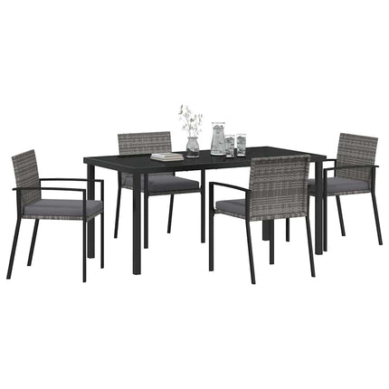 Trädgårdsmöbelset 5 pcs Grå Pulverlackerat stål