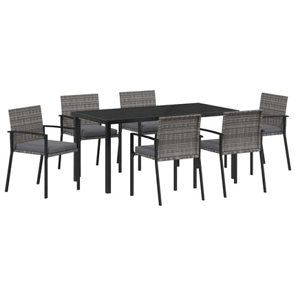 Trädgårdsmöbelset 7 pcs Grå Pulverlackerat stål