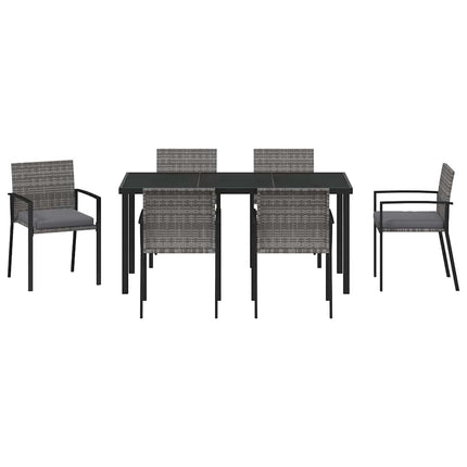 Trädgårdsmöbelset 7 pcs Grå Pulverlackerat stål