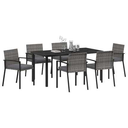 Trädgårdsmöbelset 7 pcs Grå Pulverlackerat stål