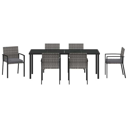Trädgårdsmöbelset 6 pcs Grå Pulverlackerat stål