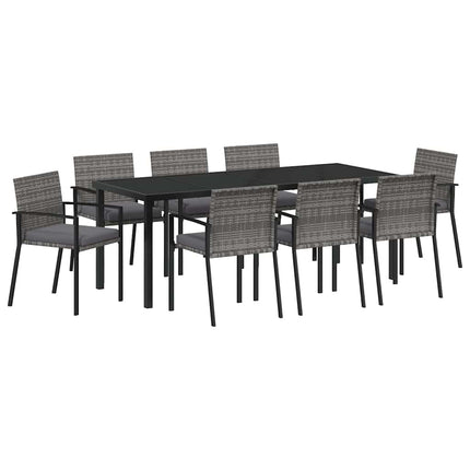Trädgårdsmöbelset 9 pcs Grå Pulverlackerat stål
