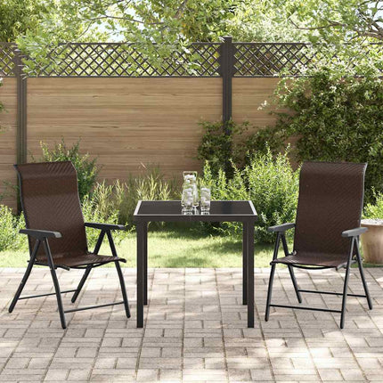 Trädgårdsmöbelset 3 pcs Brun Pulverlackerat stål
