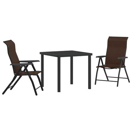 Trädgårdsmöbelset 3 pcs Brun Pulverlackerat stål
