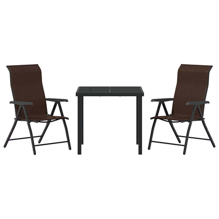 Trädgårdsmöbelset 3 pcs Brun Pulverlackerat stål