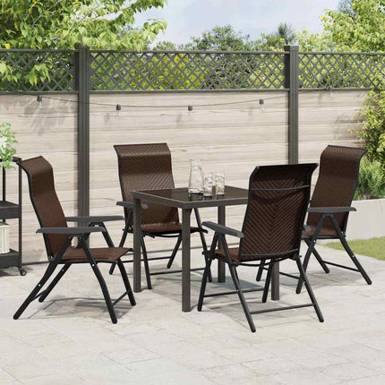Trädgårdsmöbelset 5 pcs Brun Pulverlackerat stål