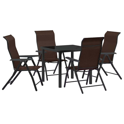 Trädgårdsmöbelset 5 pcs Brun Pulverlackerat stål