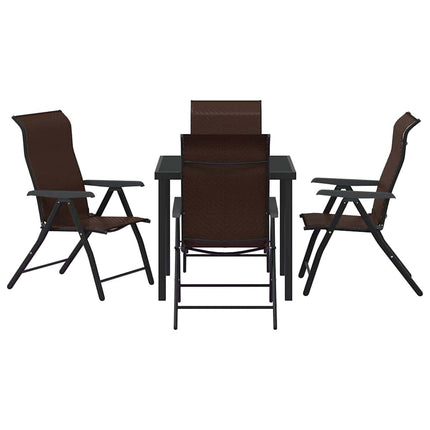 Trädgårdsmöbelset 5 pcs Brun Pulverlackerat stål
