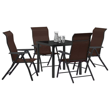 Trädgårdsmöbelset 5 pcs Brun Pulverlackerat stål