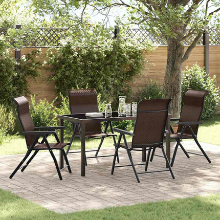 Trädgårdsmöbelset 5 pcs Brun Pulverlackerat stål