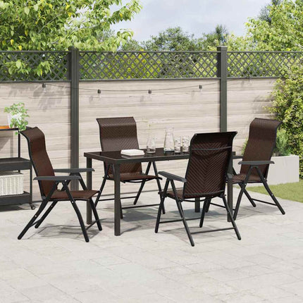 Trädgårdsmöbelset 5 pcs Brun Pulverlackerat stål