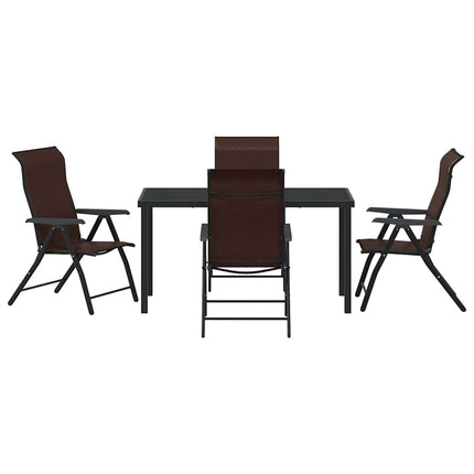 Trädgårdsmöbelset 5 pcs Brun Pulverlackerat stål