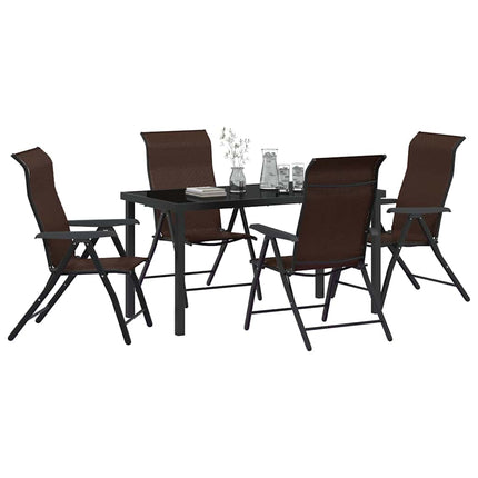 Trädgårdsmöbelset 5 pcs Brun Pulverlackerat stål