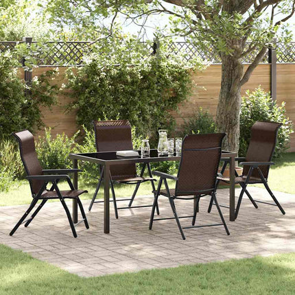 Trädgårdsmöbelset 5 pcs Brun Pulverlackerat stål