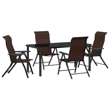 Trädgårdsmöbelset 5 pcs Brun Pulverlackerat stål