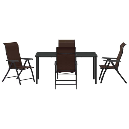Trädgårdsmöbelset 5 pcs Brun Pulverlackerat stål