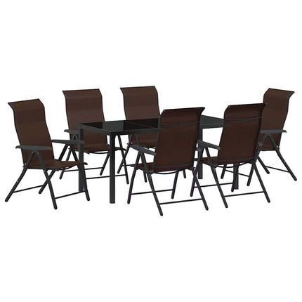 Trädgårdsmöbelset 7 pcs Brun Pulverlackerat stål