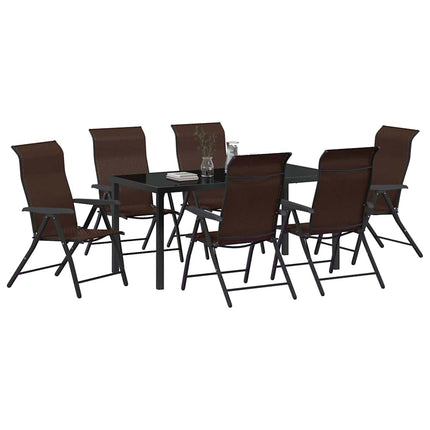 Trädgårdsmöbelset 7 pcs Brun Pulverlackerat stål