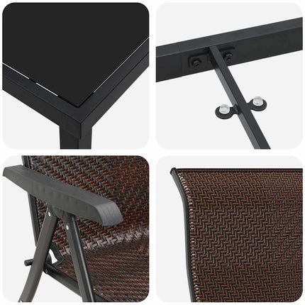 Trädgårdsmöbelset 7 pcs Brun Pulverlackerat stål