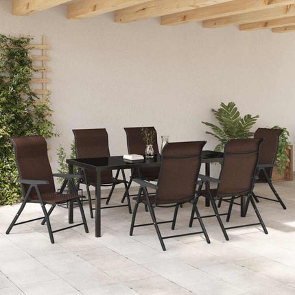 Trädgårdsmöbelset 7 pcs Brun Pulverlackerat stål