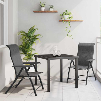 Trädgårdsmöbelset 3 pcs Grå Pulverlackerat stål