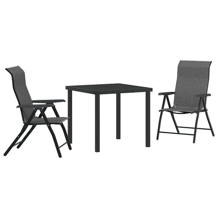 Trädgårdsmöbelset 3 pcs Grå Pulverlackerat stål