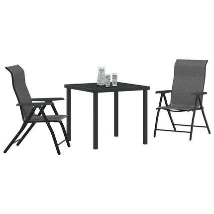 Trädgårdsmöbelset 3 pcs Grå Pulverlackerat stål